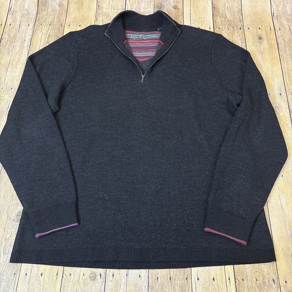 Robert Graham 1/4 Zip Pullover Sweater Wool Mens XXL 2XL